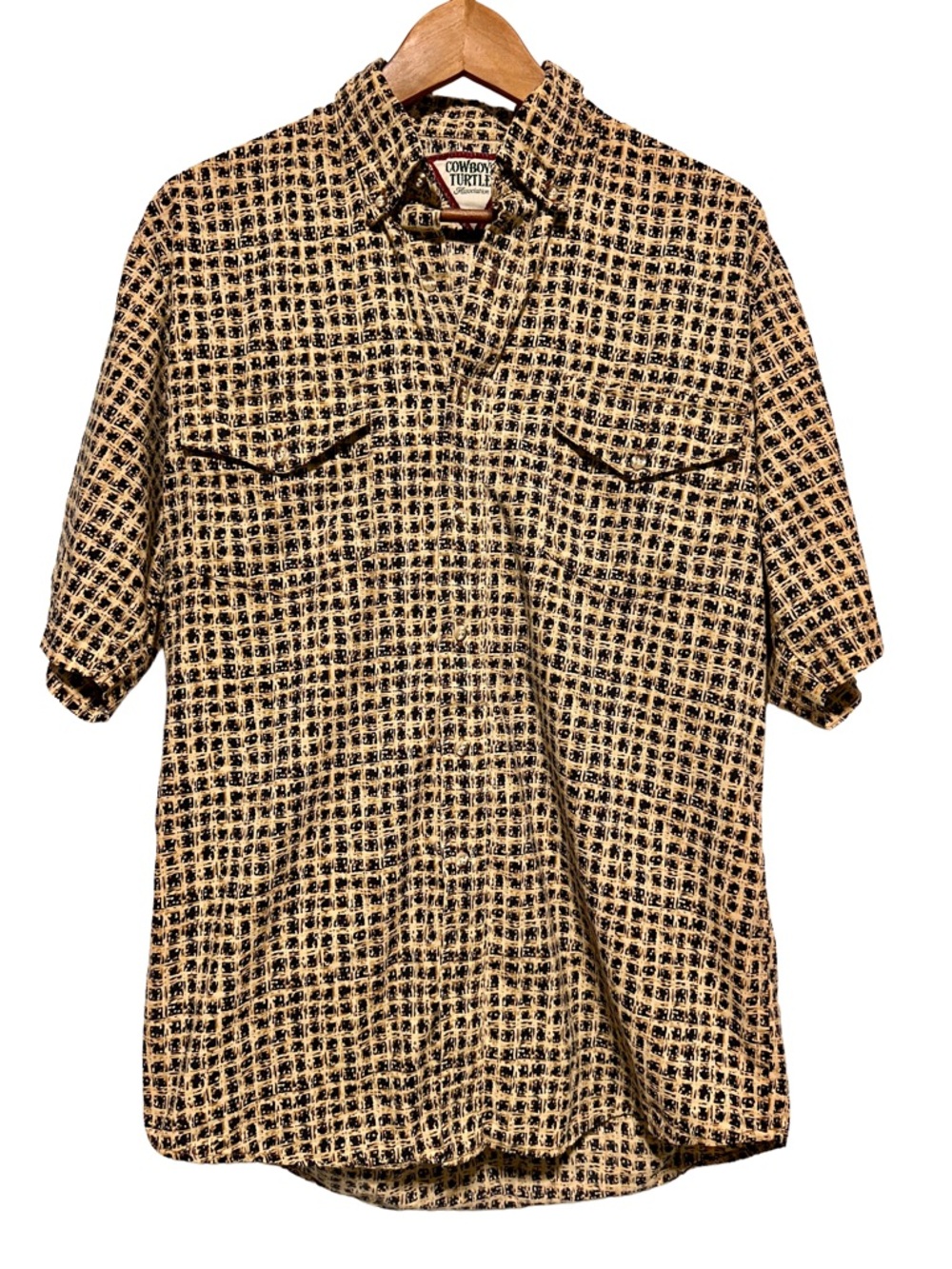 Cowboy’s Turtle Pearl Snap Western Ranch Shirt Men’s XL Geo Print